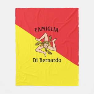 Flag of Sicily Sicilian Trinacria Fleece Blanket