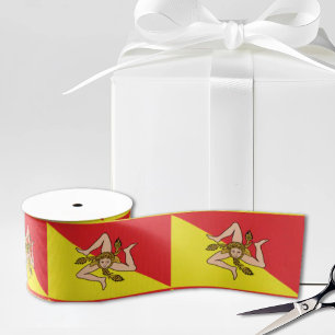 Flag of Sicily Trinacria Yellow & Red Grosgrain Ribbon