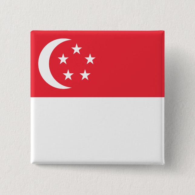 Flag of Singapore 2 Inch Square Button (Front)