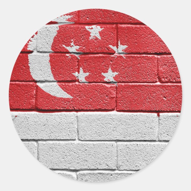 Flag of Singapore Classic Round Sticker (Front)