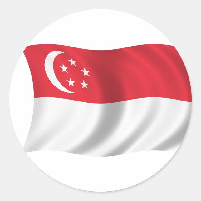 Flag of Singapore Classic Round Sticker (Front)