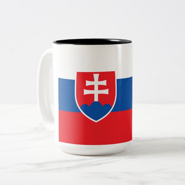 Flag of Slovakia Two-Tone Coffee Mug (Front Left)