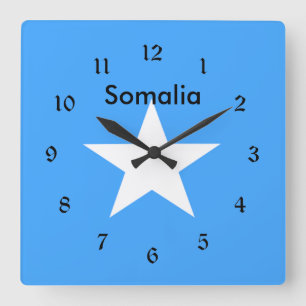 Flag of Somalia, labelled Square Wall Clock