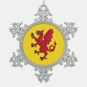 Flag of Somerset  Snowflake Pewter Christmas Ornament