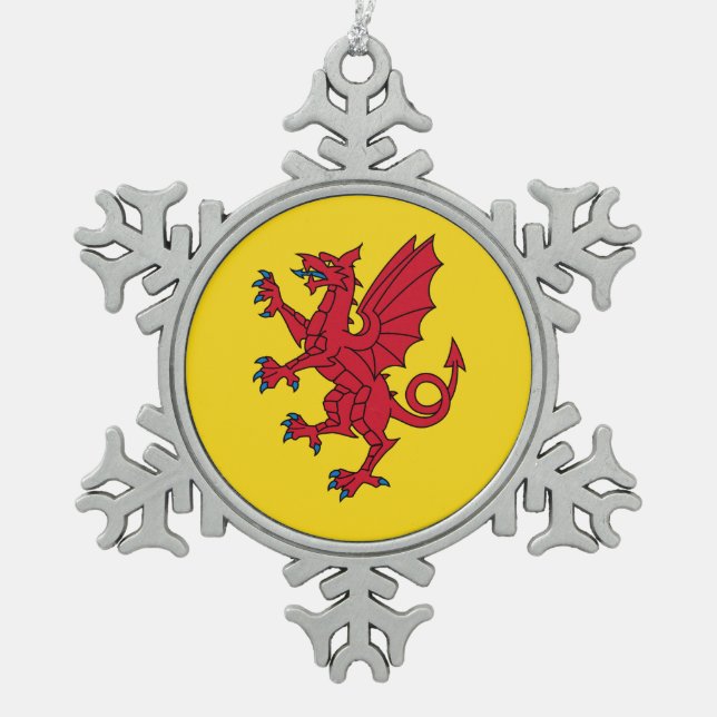 Flag of Somerset  Snowflake Pewter Christmas Ornament (Front)