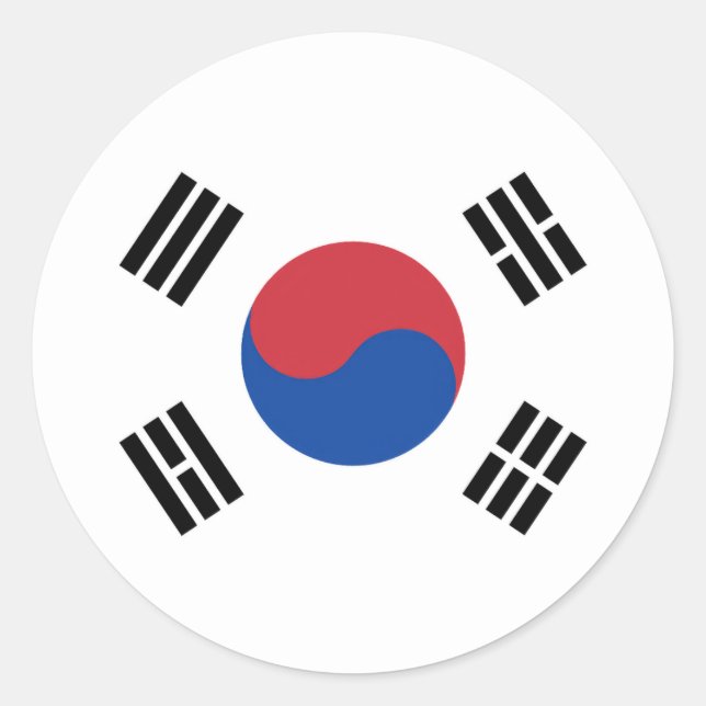 Flag of South Korea Classic Round Sticker (Front)