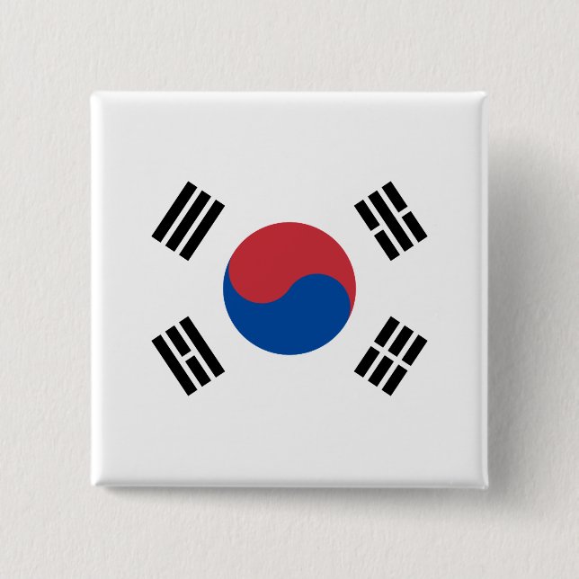 Flag of South Korea (ROK) 2 Inch Square Button (Front)