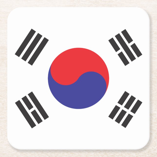 Flag of South Korea Square Paper Coaster (Front)
