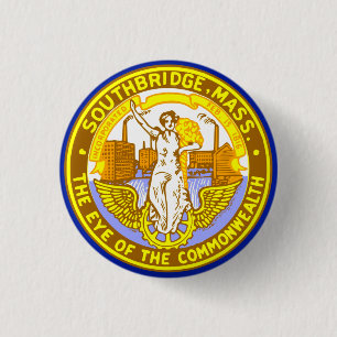 Flag of Southbridge, Massachusetts 1 Inch Round Button