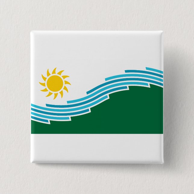 Flag of Spokane, Washington 2 Inch Square Button (Front)