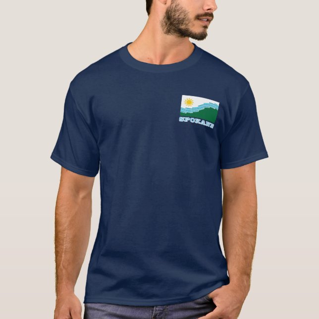 Flag of Spokane, Washington State T-Shirt (Front)