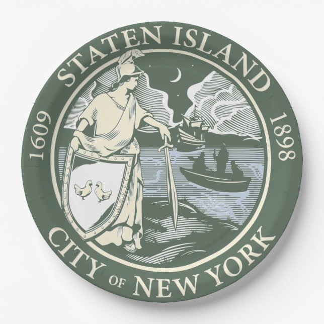 Flag of Staten Island (Borough of New York City) Paper Plate (Front)