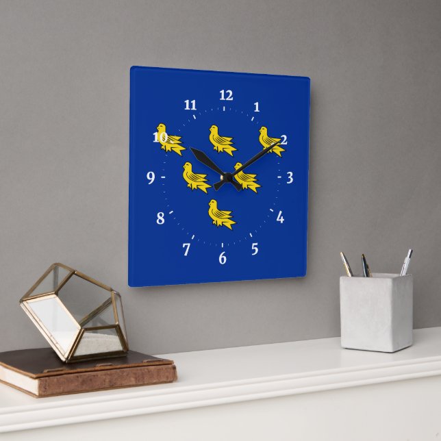 Flag of Sussex Square Wall Clock (Office)