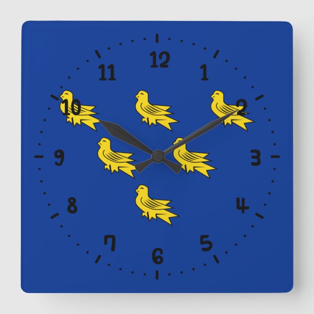 Flag of Sussex Square Wall Clock (Front)