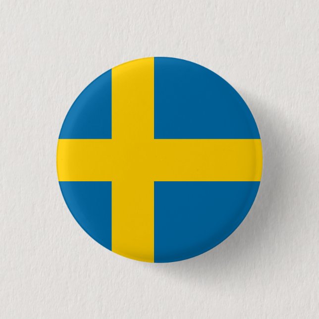 Flag of Sweden 1 Inch Round Button (Front)
