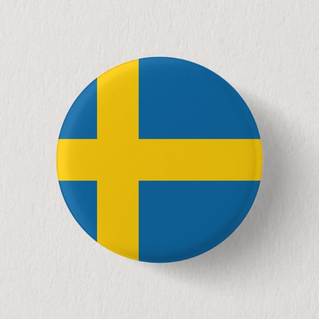 Flag of Sweden 1 Inch Round Button (Front)