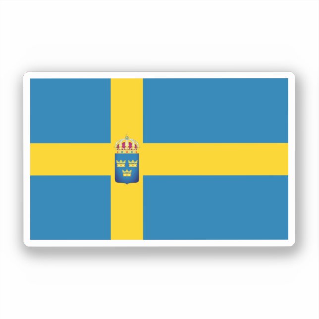 Flag of Sweden with Lesser coat of arms added (Front)