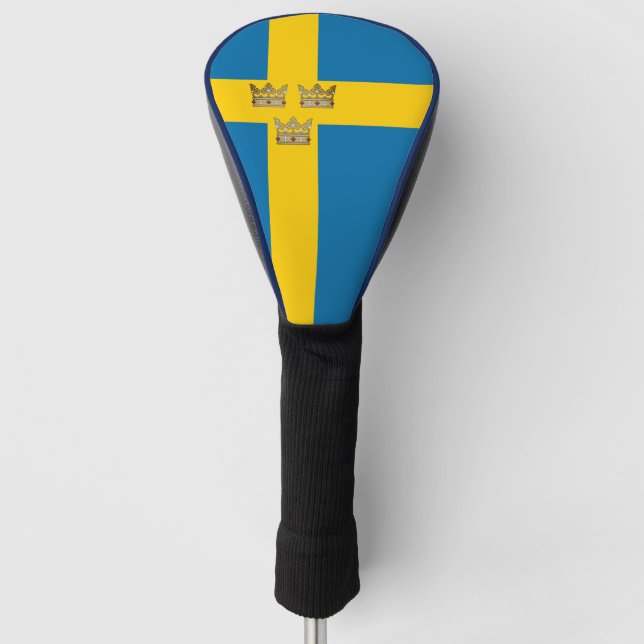 Flag of Sweden with Three Crowns of Sweden added Golf Head Cover (Front)