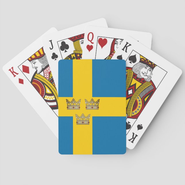 Flag of Sweden with Three Crowns of Sweden added Playing Cards (Back)