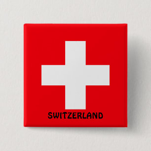 Flag of Switzerland  2 Inch Square Button