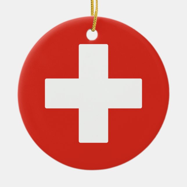 Flag of Switzerland Ceramic Ornament (Front)