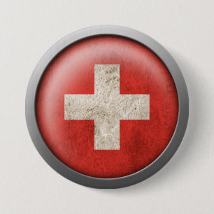 Flag of Switzerland Disc 3 Inch Round Button