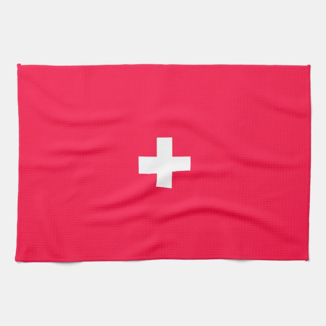 Flag of Switzerland modified - Switzerland - Suiss Kitchen Towel (Horizontal)