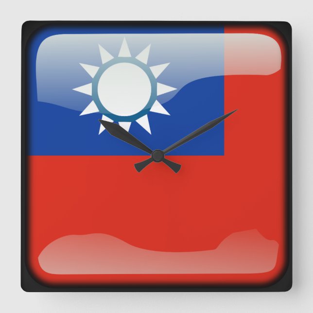 Flag of Taiwan Square Wall Clock (Front)