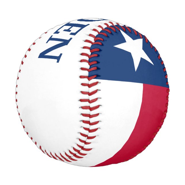 Flag of Texas State with Customizable Name Baseball (Angled)