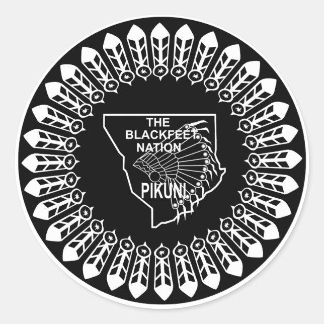 Flag of the Blackfeet Nation Classic Round Sticker (Front)