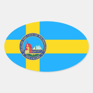 Flag of the City of Wilmington, Delaware Oval Sticker