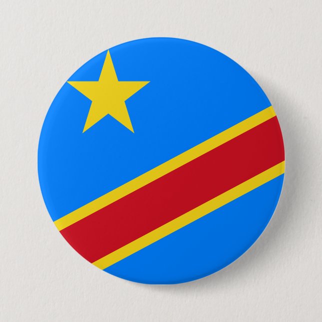 Flag of the DRC (Democratic Republic of the Congo) 3 Inch Round Button (Front)