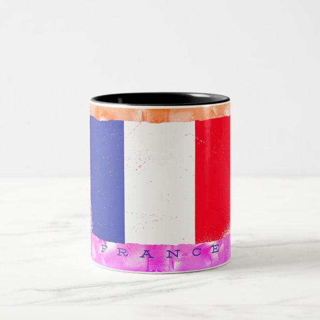 Flag of the French Republic Two-Tone Coffee Mug (Center)