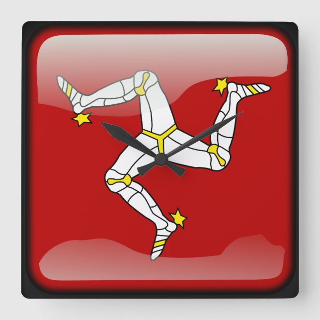 Flag of the Isle of Man Square Wall Clock (Front)