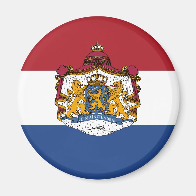 Flag of The Netherlands Coat of Arms Fridge Magnet (Front)