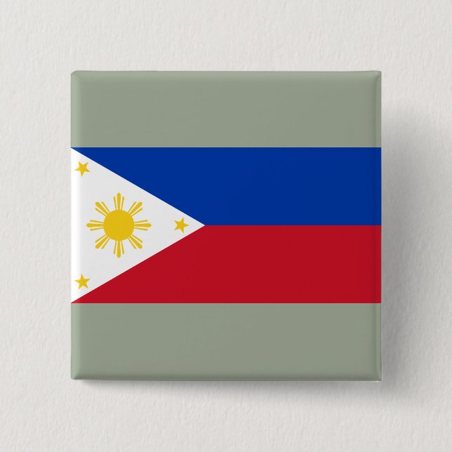 Flag of the Philippines 2 Inch Square Button (Front)