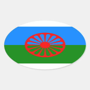 Flag of the Romani people Oval Sticker