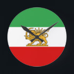 Flag of the Shah of Iran (1964-1980) ش ی ر خ و ر G Round Clock<br><div class="desc">Flag of the Shah of Iran (1964-1980) ش ی ر و ر Government , persia, iran, flag, flag, flag iran, flag persia, flag, flag, flag, iran shah, iranian, Persian, country, emblem, flag, iran, irani, iranian, national, nationalism, patriot, patriotic sm, persian flag, pride, shah, shah flag, shah iran, shah persia, shah...</div>