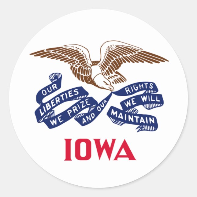 Flag of the state of Iowa Classic Round Sticker (Front)