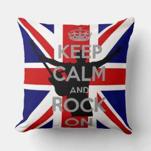 Flag of the United Kingdom Keep calm Rock on Throw Pillow