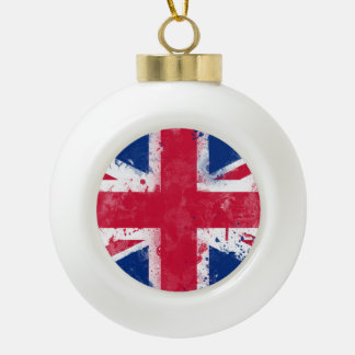 Flag of the United Kingdom or the Union Jack Ceramic Ball Christmas Ornament