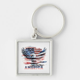 Flag of the United States. America Keychain