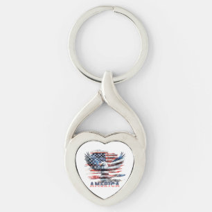 Flag of the United States. America Keychain
