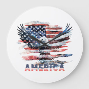 Flag of the United States. America Large Clock