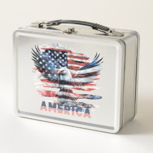 Flag of the United States. America Metal Lunch Box