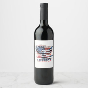 Flag of the United States. America Wine Label