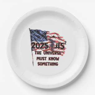 Flag of the United States. President Donald Trump. Paper Plate