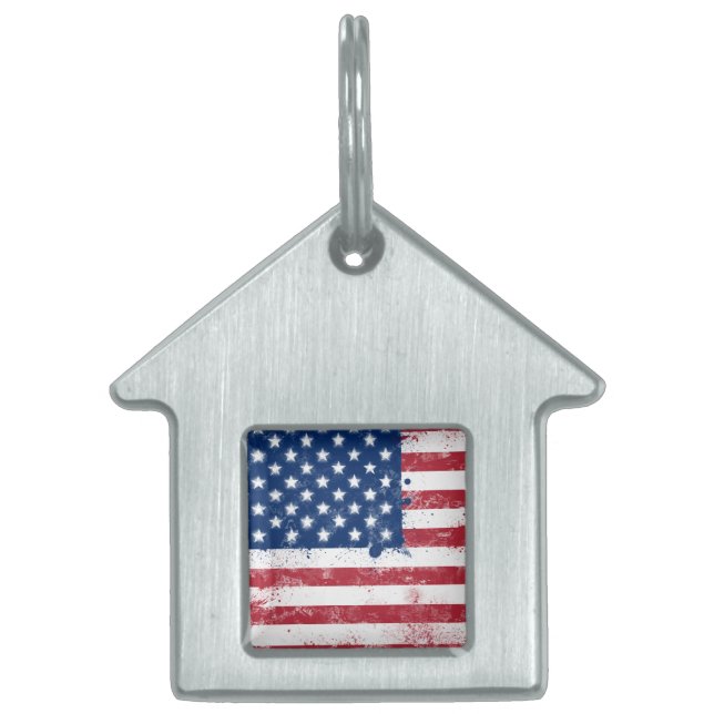 Flag of the USA Pet Name Tag (Front)