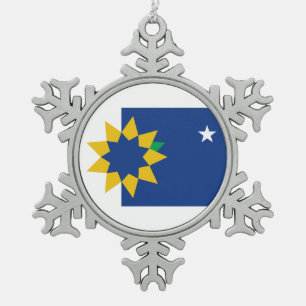 Flag of Topeka, Kansas Snowflake Pewter Christmas Ornament