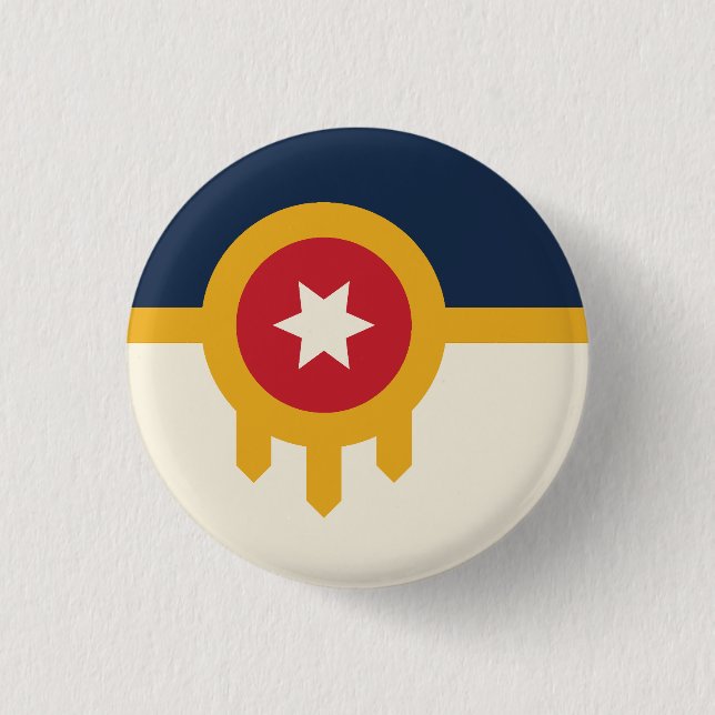 Flag of Tulsa city, Oklahoma State 1 Inch Round Button (Front)